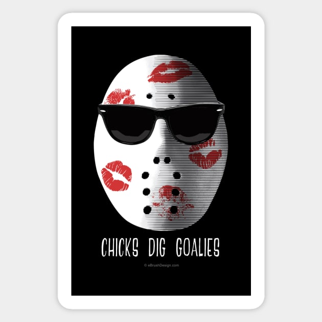 Chicks Dig Hockey Goalies Sticker by eBrushDesign